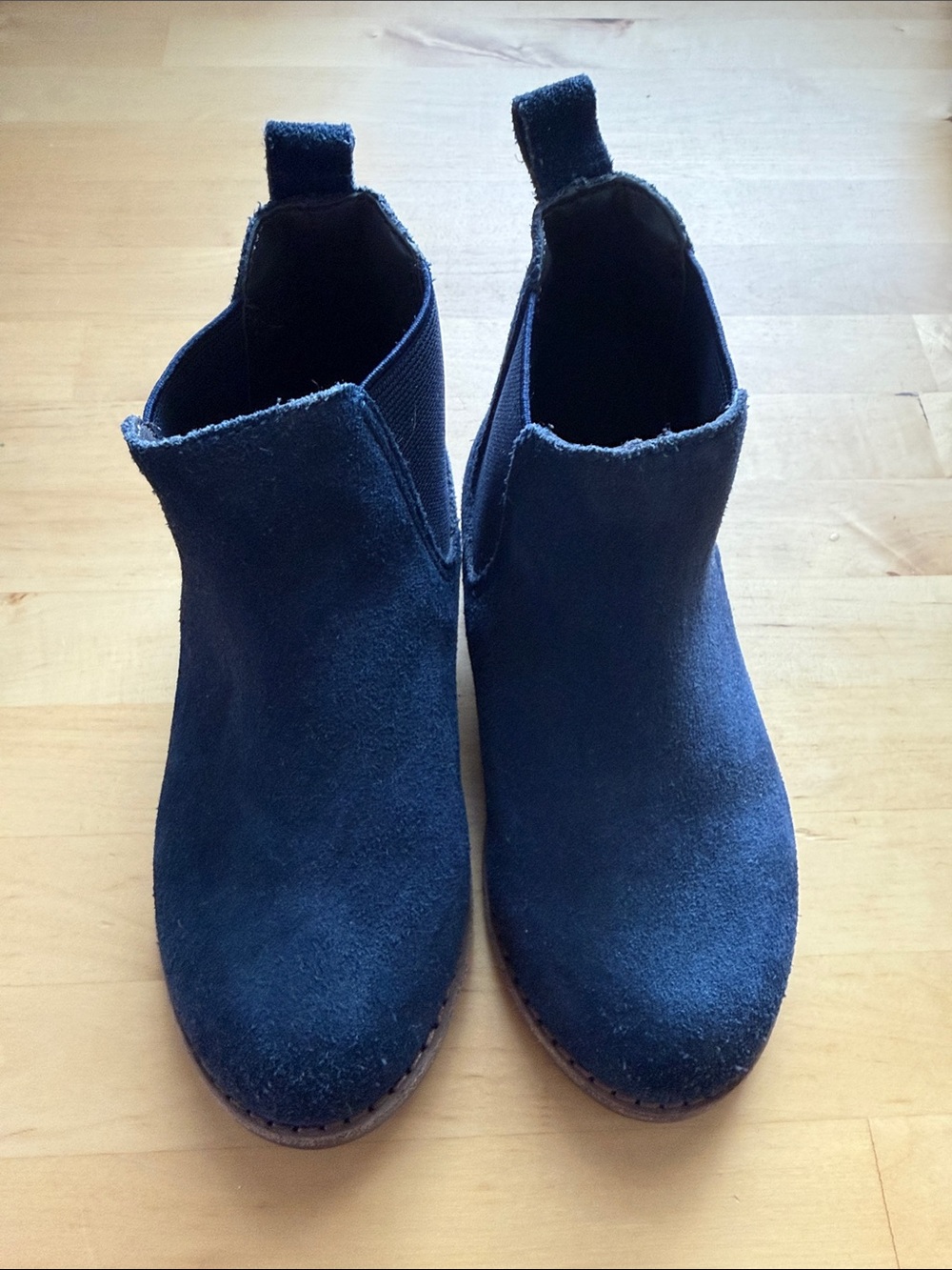 Navy Suede Chelsea Ankle Boots